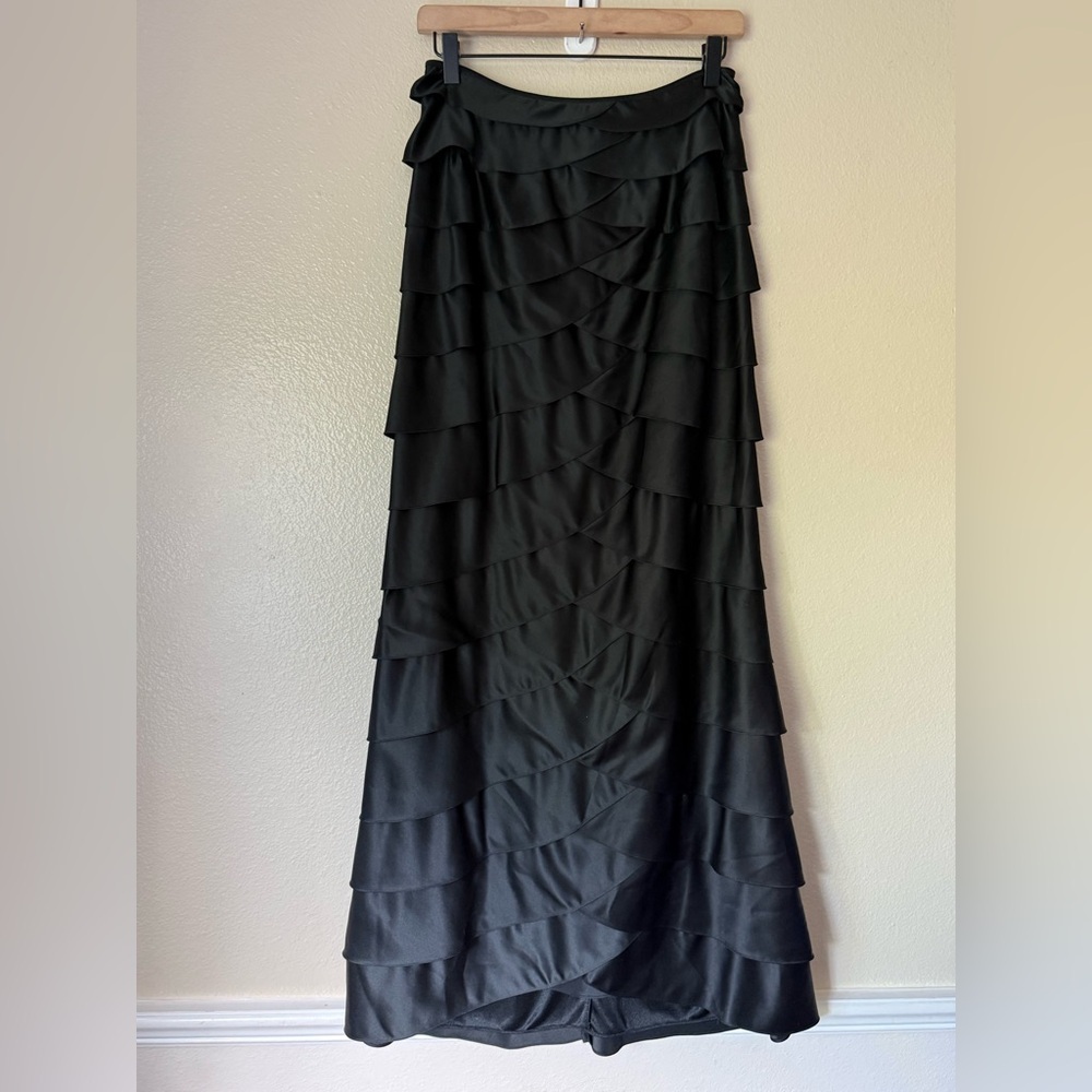 Adrianna Papell Black Tiered Maxi Skirt